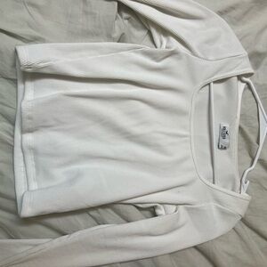 White Ribbed Long Sleeve Top